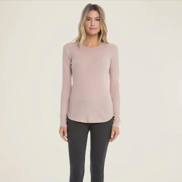 💕BAREFOOT DREAMS💕 Long Sleeve Loose Jersey Crew Neck Tee ~ Oyster Medium NWT
